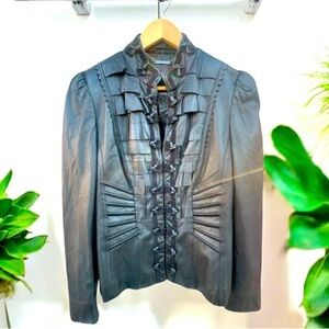 Elie Tahari Black Buttersoft Pleated Fitted Blazer Jacket 4